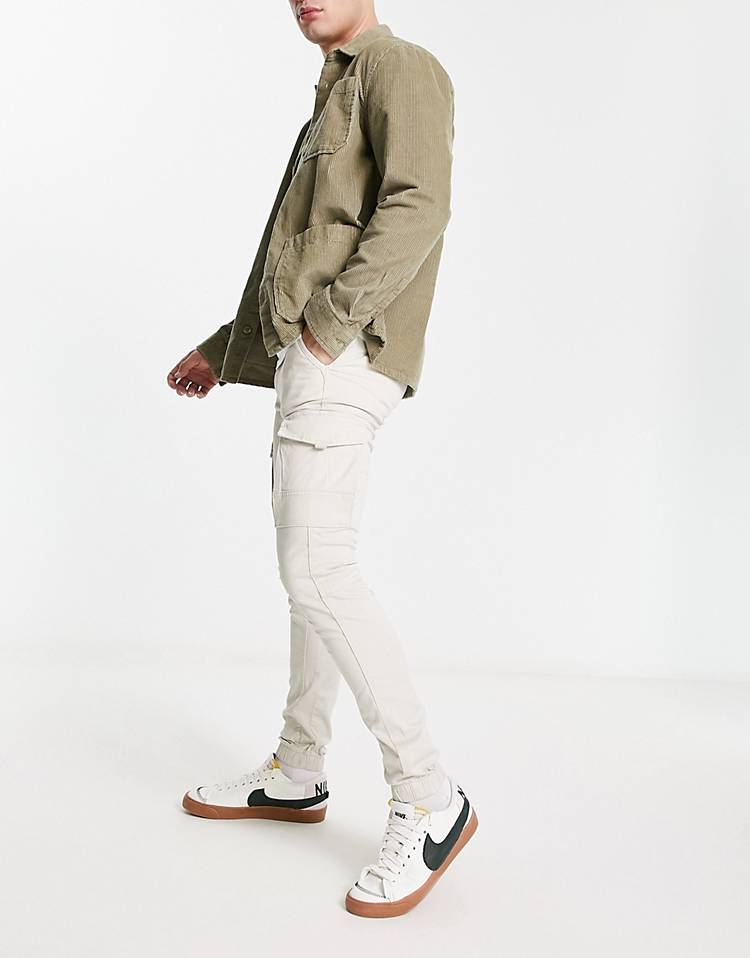 Jack & Jones Intelligence cuffed cargo pants in light beige